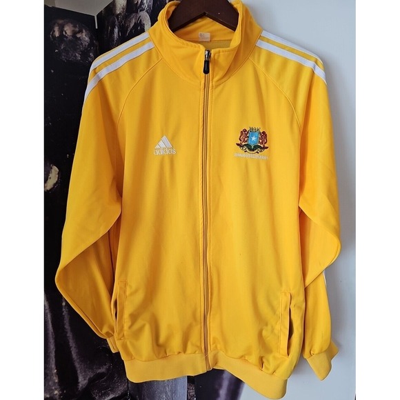 VTG Somali Football Federation Adidas Trefoil Soccer Track Jacket Yellow XL - Picture 1 of 12
